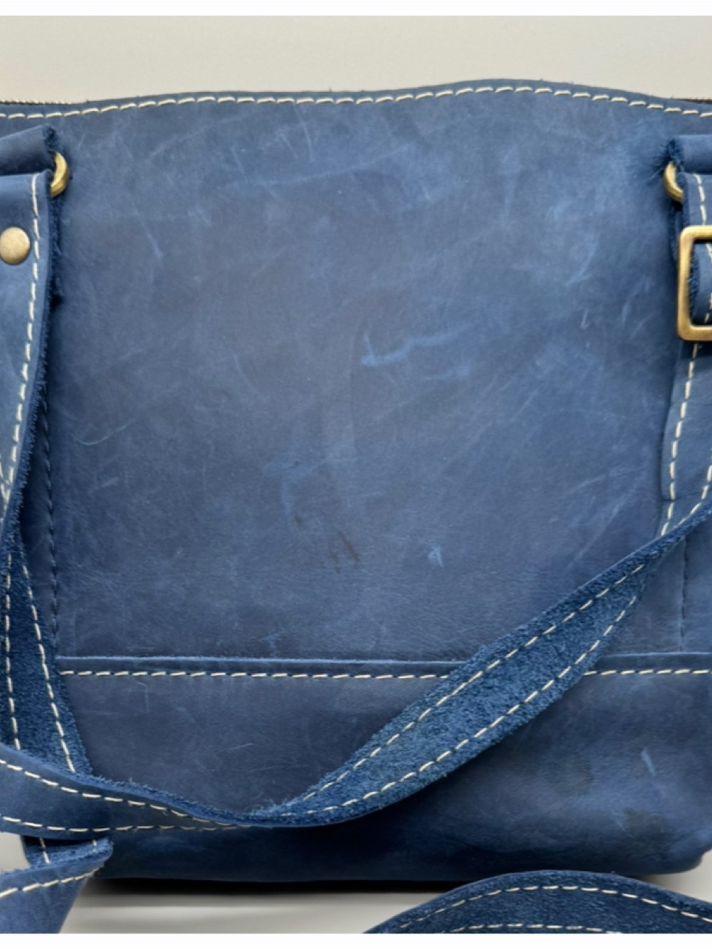 Portland Leather Goods Festival Navy Blue Suede Crossbody Bag - Picture 6 of 9